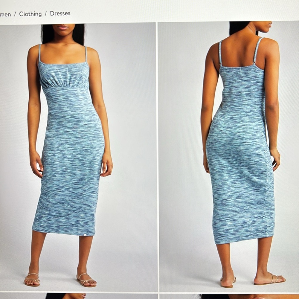 NWT Ripcurl Women’s Bobbi Midi Dress in XS with Blue ‘Space Dye’ Effect